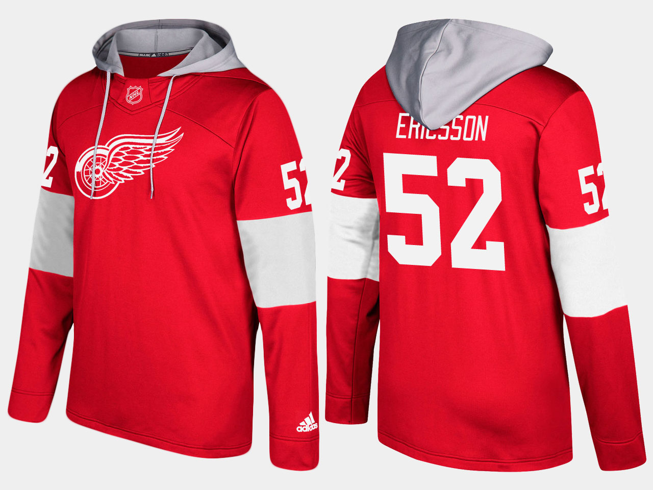 NHL Men Detroit red wings 52 jonathan ericsson red hoodie